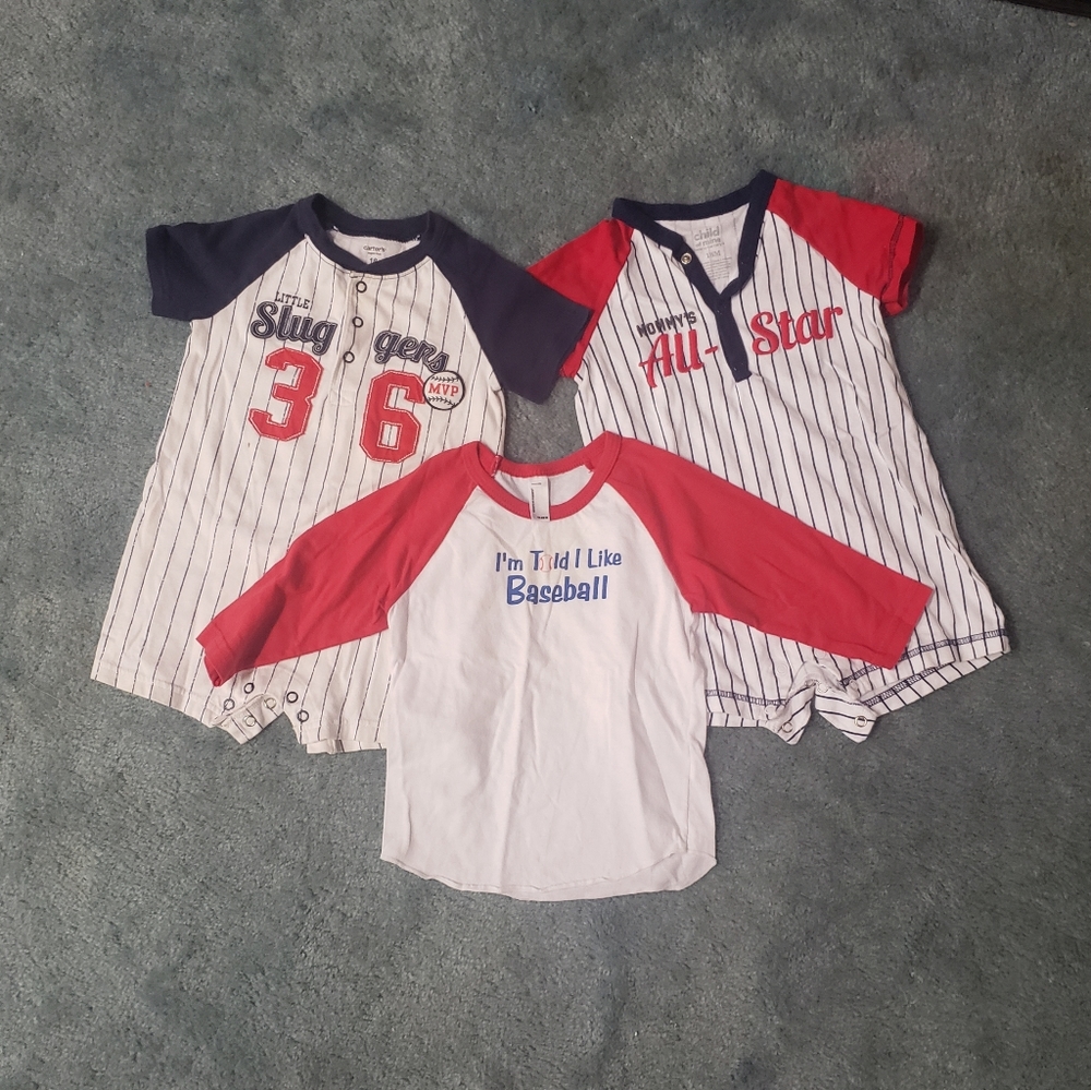 18 month boys Summer Baseball Outfits & 3/4 shirt